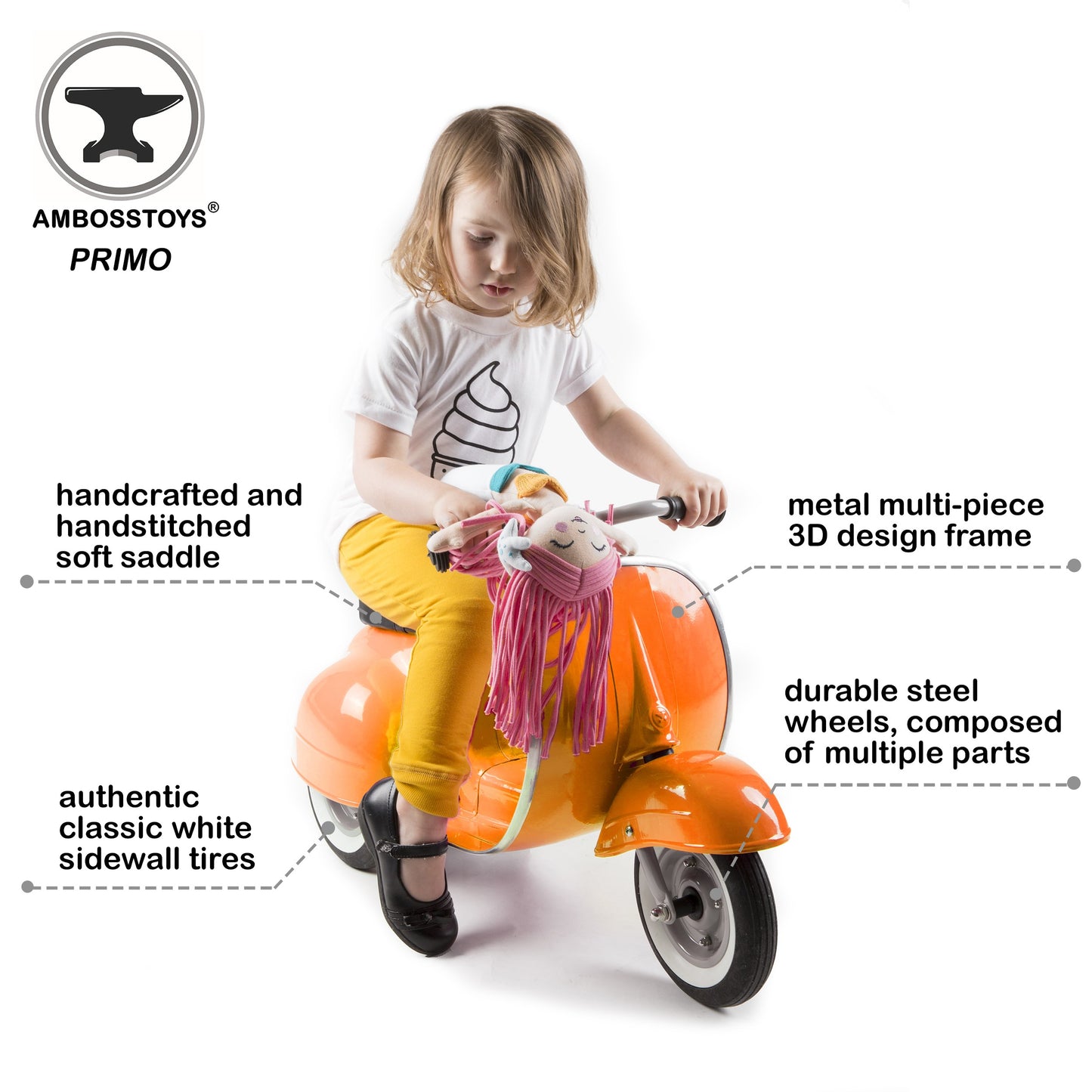 PRIMO Ride On Kids Toy Classic (Orange)